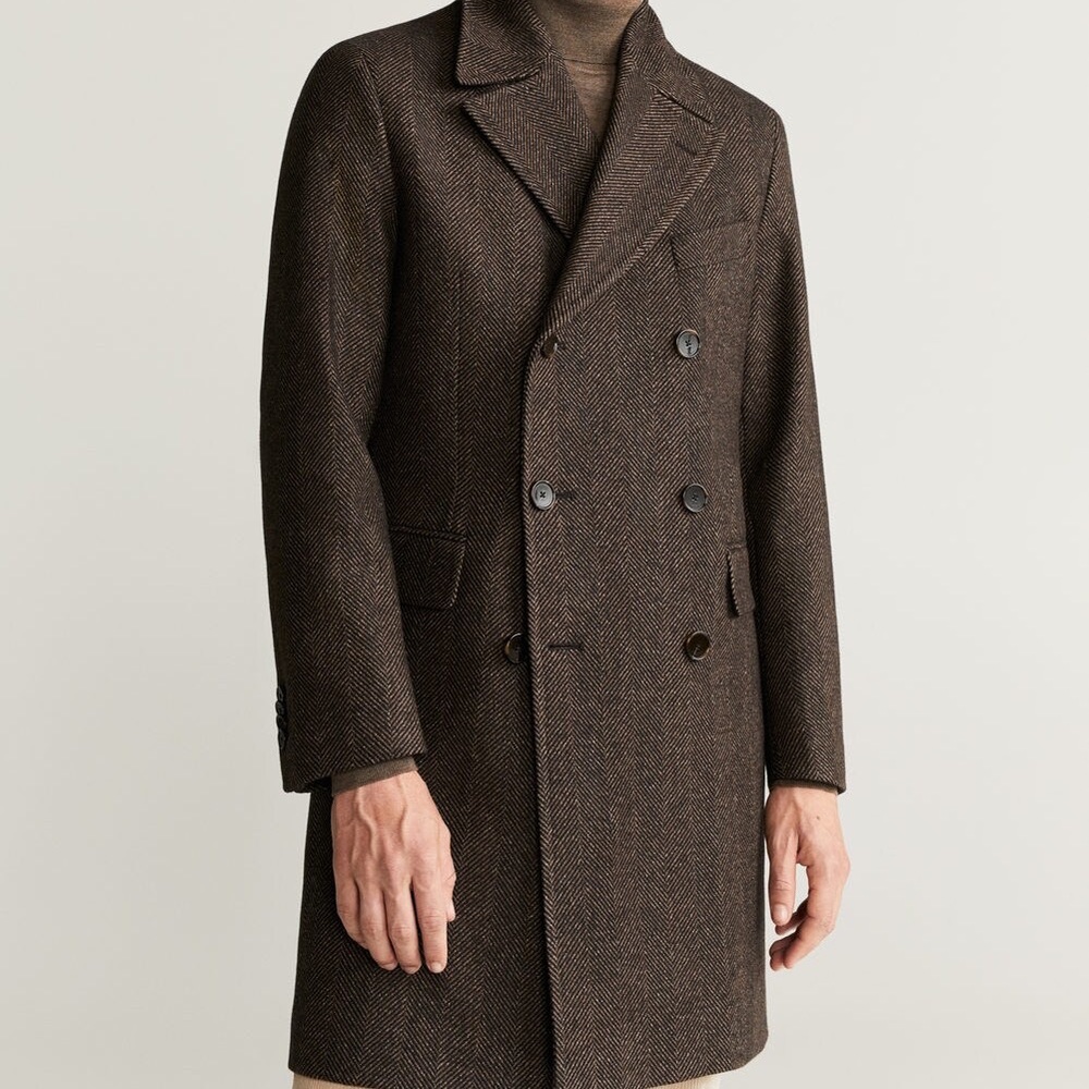 SOLD! Mango Man - Herringbone Tailored Coat - Picture 1 of 11